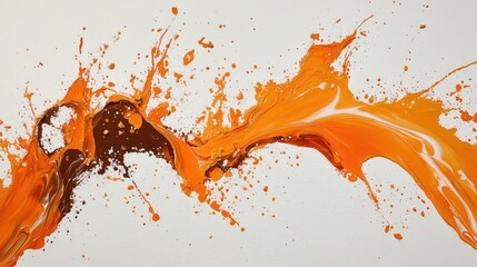 Poster - Vibrant Orange and Brown Paint Splash on Canvas
