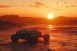 © Outkast - A Futuristic Vehicle on an Alien Planet at Sunset