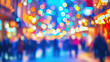 © Taras Vykhopen - Festive street filled with colorful lights and bustling crowds during Christmas fair celebration