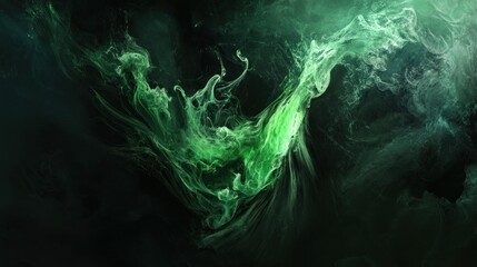 Poster - Abstract Green Ink Swirl