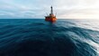 © Dulemegapixel - An expansive scene of an offshore oil rig in a vast ocean, representing industrial strength and reach, captured with vivid intensity and detail in modern times.