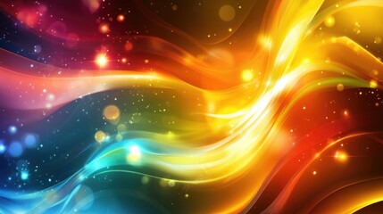 Poster - Colorful Abstract Waves with Bright Light Effects