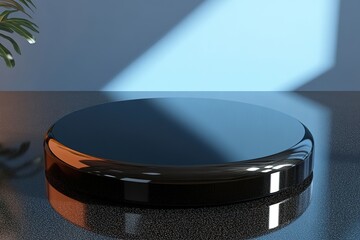 Poster - Black podium with shadow and sunlight in room