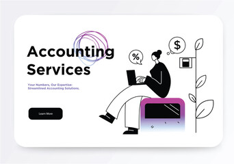 Poster - A modern illustration showing a person working on a laptop. Vector illustration