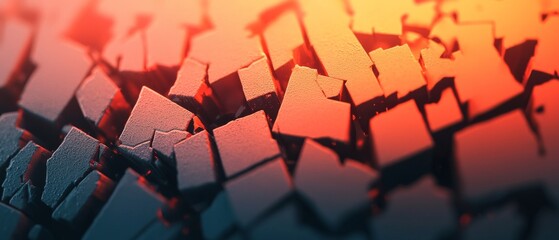 Poster - Abstract cracked surface in vibrant colors