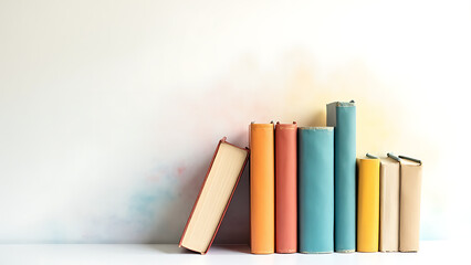 Aufkleber - Books of various hues sit upon a plain white surface their covers adding splashes of color to the overall composition