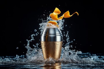 Poster - Clean lines of a cocktail shaker being mixed, showing the shape and simplicity of mixing drinks
