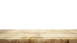 © Mariquita vector - Wood table with perspective view. Wooden desk isolated on transparent background with top front view. Realistic kitchen board vector illustration. Rustic countertop of timber surface, floor, deck
