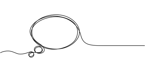 Fototapete - Speech bubble in One line drawing. Dialogue Chat cloud in simple linear style. Editable stroke. Doodle Vector illustration, One continuous line illustration of speech bubble or chat icons. 