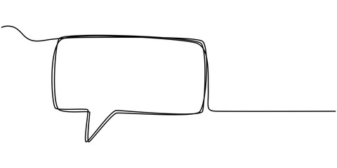 Fototapete - Speech bubble in One line drawing. Dialogue Chat cloud in simple linear style. Editable stroke. Doodle Vector illustration, One continuous line illustration of speech bubble or chat icons. 