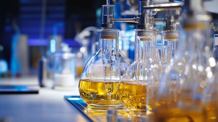 Poster - scientists conduct experiments in a modern laboratory environment