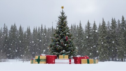 Canvas Print - christmas tree with gifts