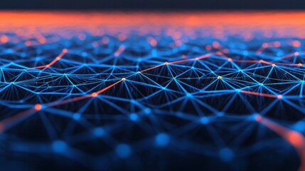 Poster - Abstract network connections with glowing lines, representing digital communication and technology in a modern context.