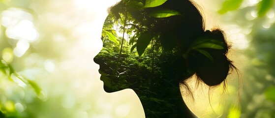 Aufkleber - Nature Portrait with Greenery and Silhouette Effect