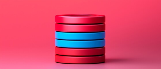 Poster - Colorful stacked shapes against a vibrant background, showcasing modern design and creativity.