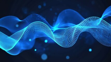 Poster - Abstract Blue Wave with Glowing Energy and Fractal Patterns