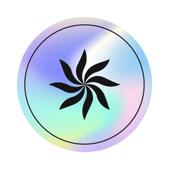 Wall Mural - vector holographic sticker or patch with outline cosmic symbol.modern iridescent foil label in y2k a