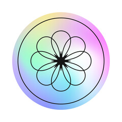 Wall Mural - vector holographic sticker or patch with outline cosmic symbol.modern iridescent foil label in y2k a