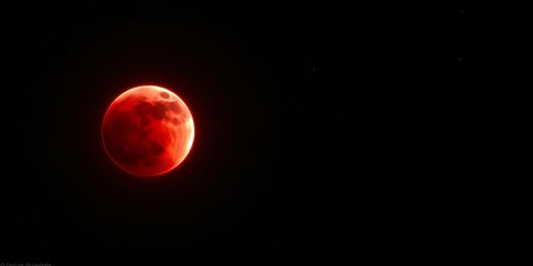 Wall Mural - a hauntingly beautiful red moon in a starry night sky, night, dark