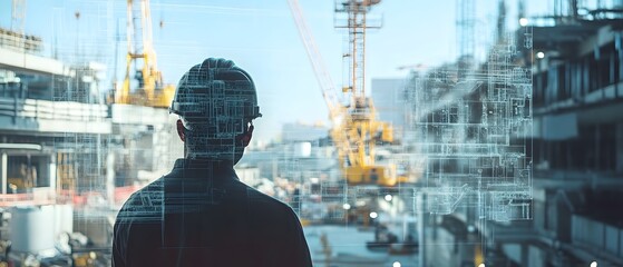 Poster - Construction Worker Overseeing Urban Development Project