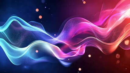 Poster - Technology background with abstract lights, glowing digital strands,	