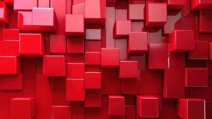 Poster - Red Cube Abstract Background