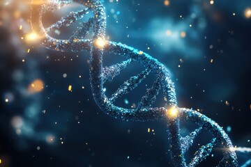 Wall Mural - dna helix structure with biotechnology medical background for research