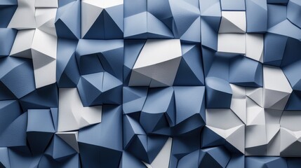 Poster - Abstract blue and white layered geometric shapes creating a modern and stylish background.