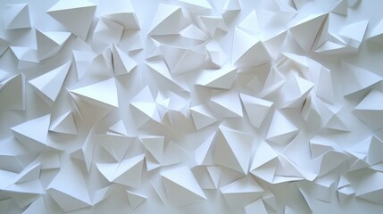 Poster - Abstract white polyhedral background with varying facets creating a modern, dynamic effect.