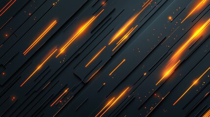 Poster - A dynamic abstract background featuring glowing orange lines on a sleek dark surface.