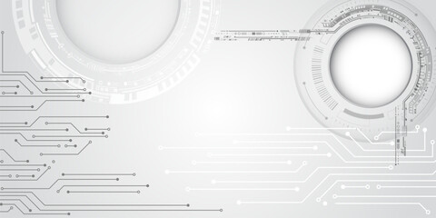 Aufkleber - Sci-fi concept for presentation or banner. Abstract futuristic circuit board. High tech digital technology design. High computer technology elements on a grey background.