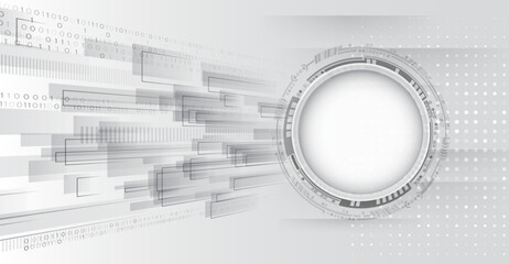 Aufkleber - High computer technology design. Modern science vector presentation. Abstract circles and lines futuristic concept. Data transfer and protection, internet communication on a grey background.