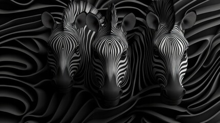 Poster - A striking abstract design featuring intricate black and white wave patterns resembling zebra stripes.