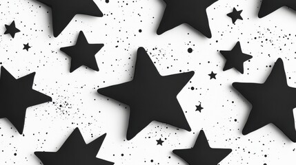 Poster - Abstract black and white illustration of flowing lines with scattered leaf shapes, creating a dynamic texture.