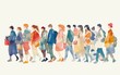 © SKIMP Art - A watercolor drawing of a group of people in various outfits, on a white background Generative AI