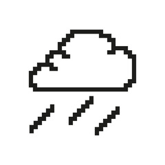 Fototapete - Rain Cloud Pixelated Icon. Pixel Art Symbol of Rainy Weather. Precipitation and Wet Weather Icon. Isolated Vector Illustration