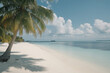 © RetoricMedia - Luxurious tropical landscape. White sand with palm trees and azure sea. A heavenly place to relax. Beautiful exotic summer beach background for design