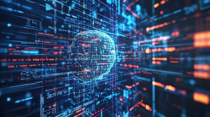 Poster - Ai, analysis, artificial intelligence, automation, big data, brain, business, cg, cloud computing, communication, computer graphics, concept, creative, cyber, deep learning, digital transformation