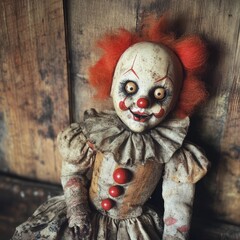 Wall Mural - Sinister clown doll.