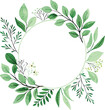 © Abubakar - Green Watercolor Floral Wreath, Botanical Frame