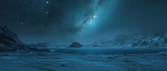 Wall Mural - A dark sky with a large body of water and a few stars