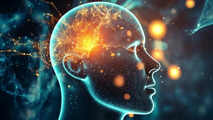 Poster - Brainpower Unleashed: A mesmerizing digital art depicting a human head with a vibrant, fiery energy surge within, symbolizing the power of the mind and boundless potential. 
