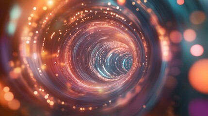 Poster - DNA spiral created from glowing data particles. Open space on the background