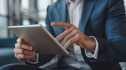 Aufkleber - Professional Using Tablet in Modern Business Setting