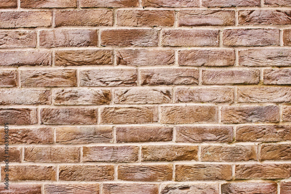 Brown brick wall. Horizontal decorative uneven blocks. Urban ...