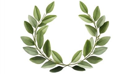 Green laurel wreath on a white background.