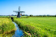 Wiese mit Windmühle dahinter, Workum, Niederlande 