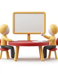 Poster - 3D illustration of a team collaborating around a table