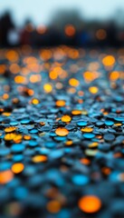 Wall Mural - Abstract bokeh background of blue and orange lights.