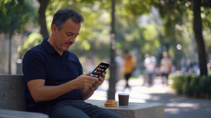 The Man Using Smartphone Outdoors